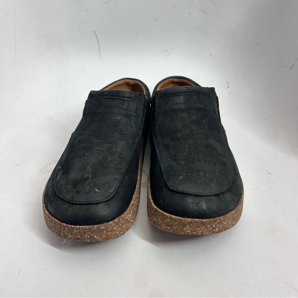 ComfortFusse Leather Clogs Black Slip-On Cork Sole Shoes 42 Men 9 Women 11